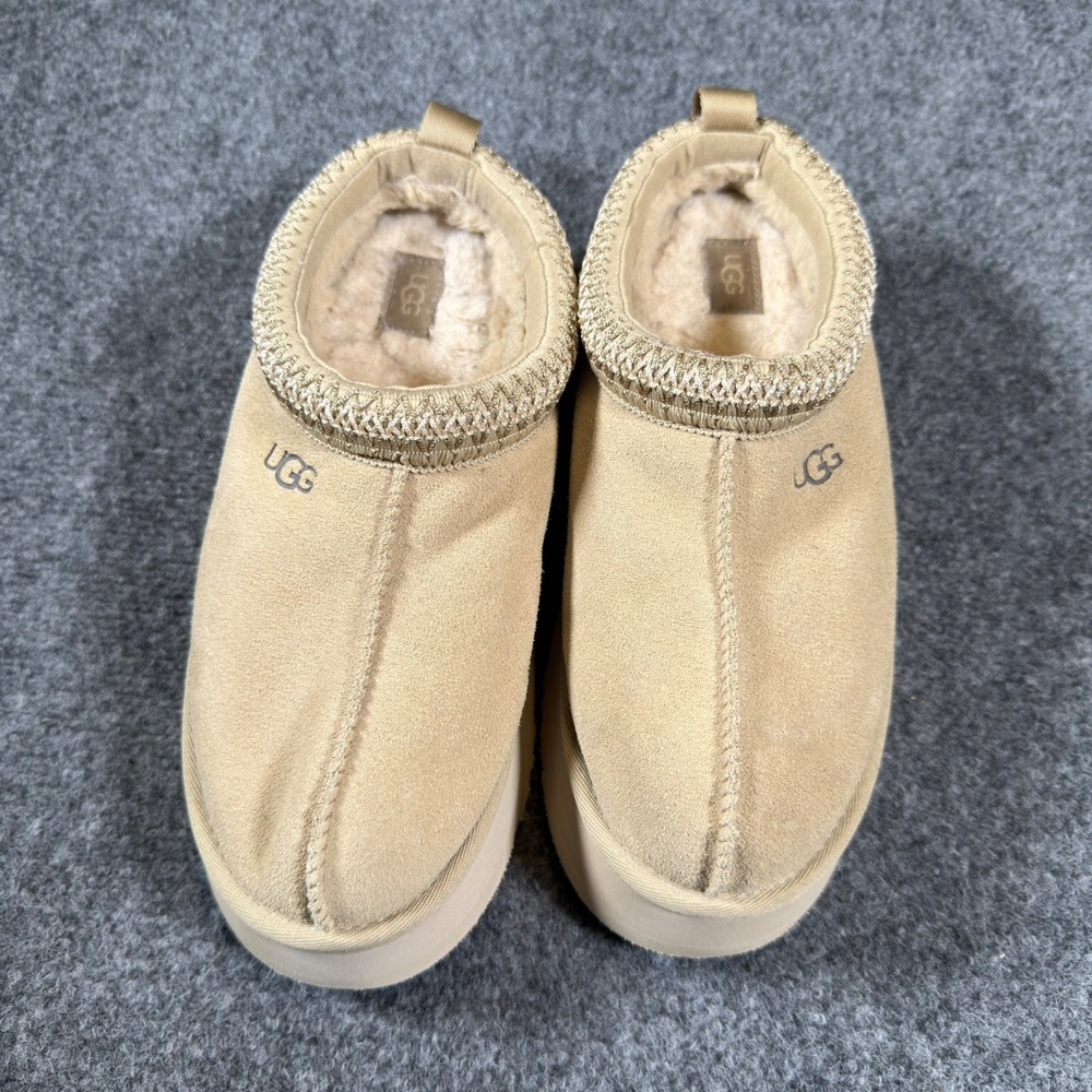 UGG Tazz Platform Slipper Womens 9 Sand Suede 1122553 Slip On